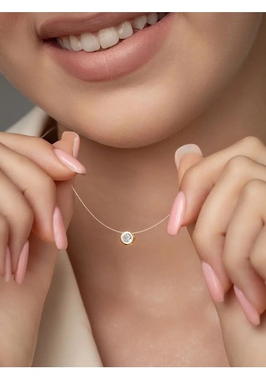 925 Lıght Kurdeleli Gümüş Taşlı Kolye 91253098 Altın