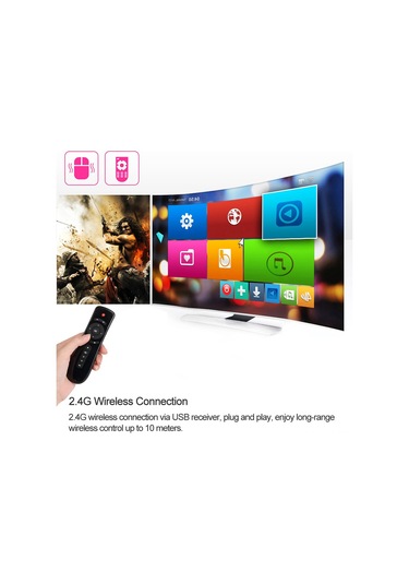 Vkemall 2.4g Kablosuz Uçak Fare Kumanda, 6-axis Jiroskop, 15 Tuş, Akıllı Tv/android Kutusu Uyumlu, Plug & Play Pil Yok