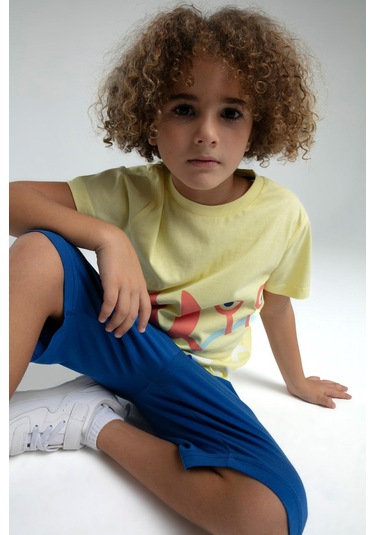 Roly Poly Crab Erkek Çocuk Regular Kalıp Kısa Kol Bermuda Şortlu Pijama Takım Sarı