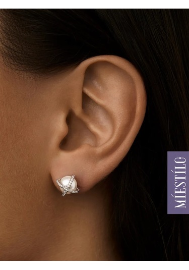 Miestilo 925 Ayar Gümüş Küpe Çiviler İnci 241922398 beyaz