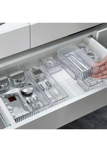 Dashanshop Transparan M Plastik Çekmece Saklama Kutusu Çok Bölmeli Hafif Banyo Organizer Şeffaf