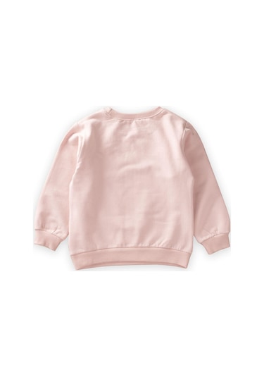 Cigit Çiçek Baskılı Pullu Sweatshirt 1-6 Yaş Pudra Pudra