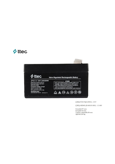 12 Volt 1.3A Akü -12V 1.3 Ah Bakımsız Kuru Akü 2024 Üretim