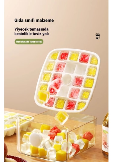 Snapbuy Büyük Kapasiteli Buz Kalıbı, 48 Bölmeli, Bastırmalı Pratik Tasarım, Ev Tipi Buzluk İçin Uygun Yeşil