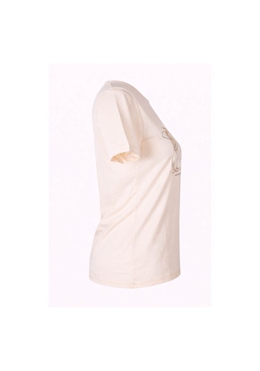Trender 26yl71595006 Bej Kadın T-shirt Sonbahar Baskı Bej