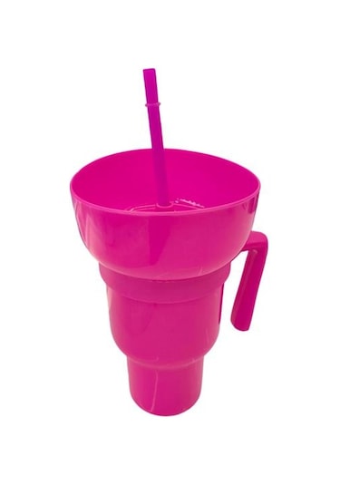 Gül Kırmızısı İçecek Kupası Stadyum Bardak Ve Snack Bowl 2'si 1 Arada Snack İçecek Bardağı