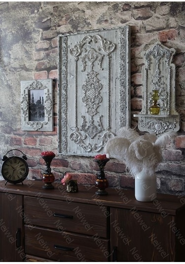 Neiwel Vintage Arfel Eskitme Beyaz Tablo