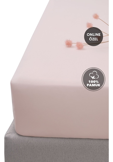 Yataş Softy Çift Kişilik %100 Pamuk Lastikli Penye Çarşaf -  Pudra