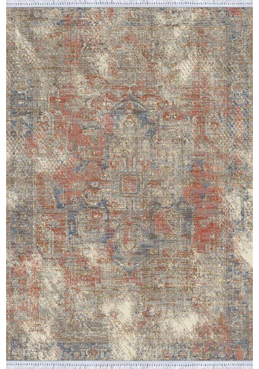 Kiremit Vintage Dokuma Pamuk Taban Kaymaz Kilim Klm352