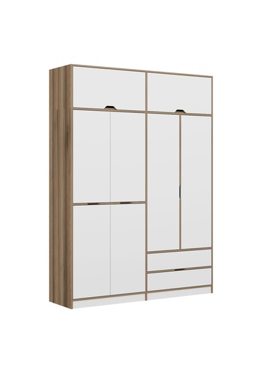 Elina 4 Kapaklı Yüklüklü Dolap - Dore/beyaz Beyaz