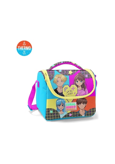 Coral High Kids Gri Mavi Pembe Anime Desenli Thermo Beslenme Çantası 11737