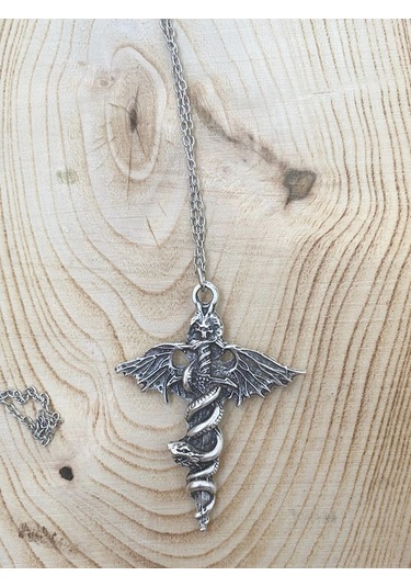 Paytak Moda Kurukafa Skull Kanat Yılan Zincir Kolye Pytkznkly272 Gümüş