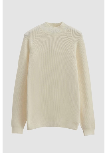 Twn Slim Fit Ekru Selanik Örgü Kazak 3ec0622567721 E01