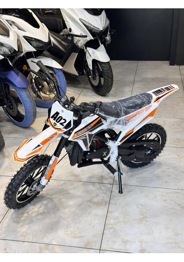 Enbest Benzınlı Çocuk Cros Motoru Hidrolik Frenler 7-17 Yaş Turuncu