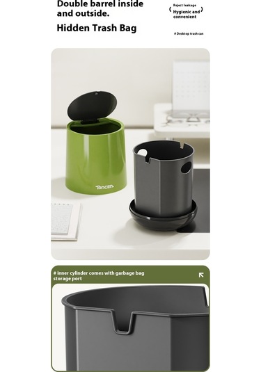 Pazly--masaüstü Çöp Pres Tipi Yatak Odası Oturma Odası Muhtelif Saklama Kutusu Çok Fonksiyonlu Masa Ev Kapaklı Çöp Kutusu