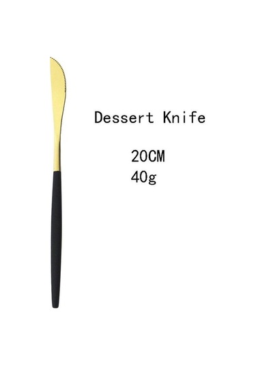 Agoodshop Siyah & Altın 6 Adet Siyah Altın Tatlı Bıçak Seti, Paslanmaz Çelik, Gümüş Siyah - Altın Siyah - Altın