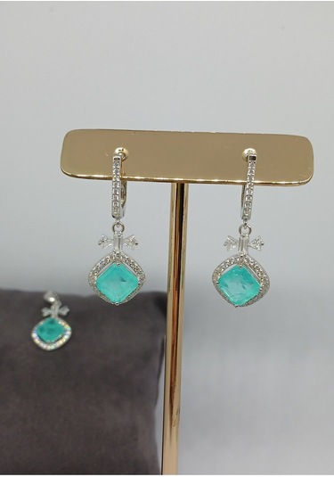 925 Ayar Gümüş Turmalin Taşlı Takı Seti - Yüzük, Küpe Ve Kolye Ucu Şık Ve Zarif Kadın Takı Gümüş