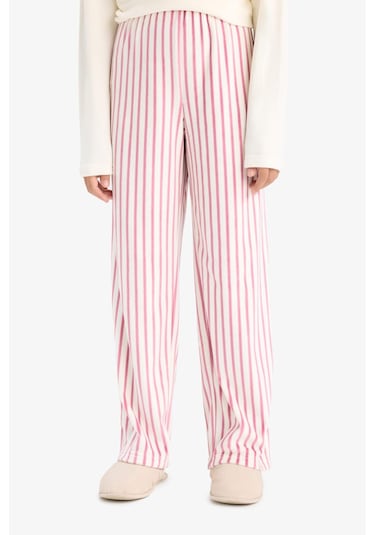 Defacto Kız Çocuk Pijama Takımı Uzun Kollu Üst Çizgili Uzun Alt D1068a825wnbr277 Bordo