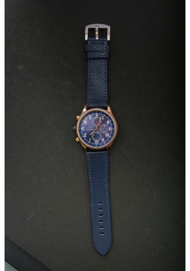 Hakiki Deri 24mm Akıllı Pimli Saat Kordonu Lacivert