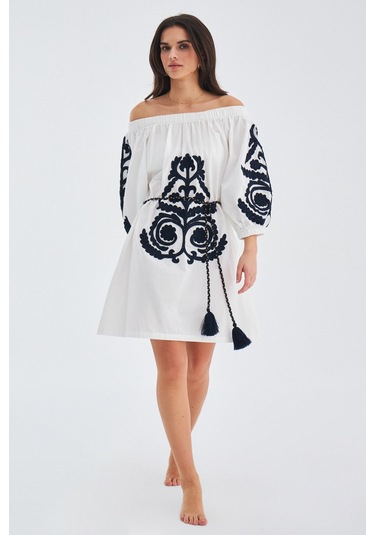 Peraluna MASUMI DRESS %100 Pamuk Diz Hizası Yazlık Kadın Elbise B