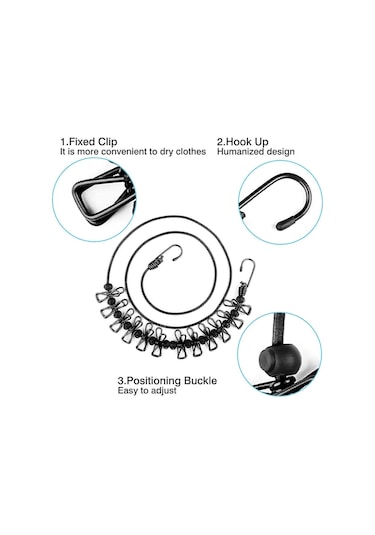 Ganzhoushop 2 Adet Taşınabilir Seyahat Teleskopik Çamaşır İpi Ayarlanabilir Çamaşır İpi İç Ve Dış Mekan Çamaşır Kurutma Çok Renkli