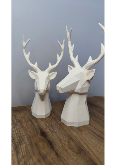 2 Li Set Geyik Figürlü Modern Dekoratif Hediyelik Biblo Kemik Beyazı 22cm/19cm Gizzstore Home