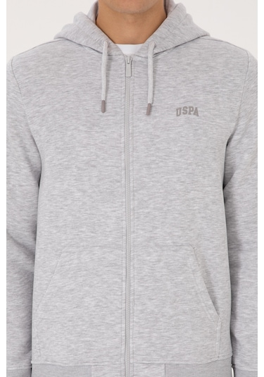 U.S. Polo Assn. Erkek Regular Fit Açık Gri Şardonlu Örme Hırka 50313755-VR001
