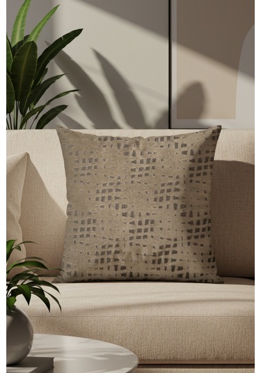 Sezyon Riva Desenli 50 50 Açık Kahverengi Kırlent Kılıfı Açık Kahverengi