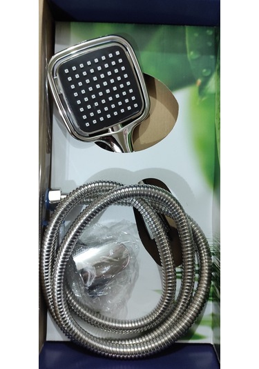 Beyazsu Duş Seti Takımı Başlık Çift Örgülü Hortum Mafsal Kare
