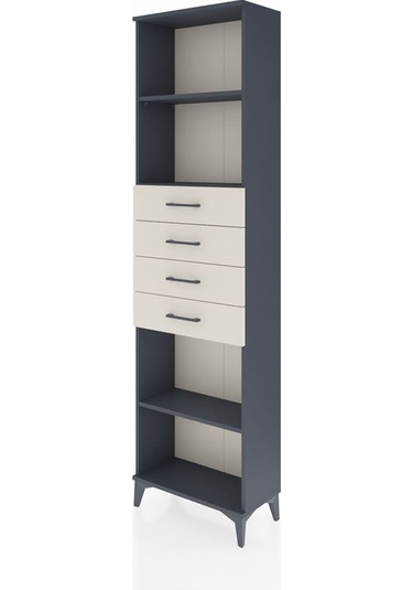 Arges Dolap 3 Raflı 4 Çekmeceli 60x30x221 Antrasit-aytaşı Antrasit