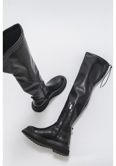 Luvishoes Chip Siyah Kadın Dizüstü Çizme Siyah