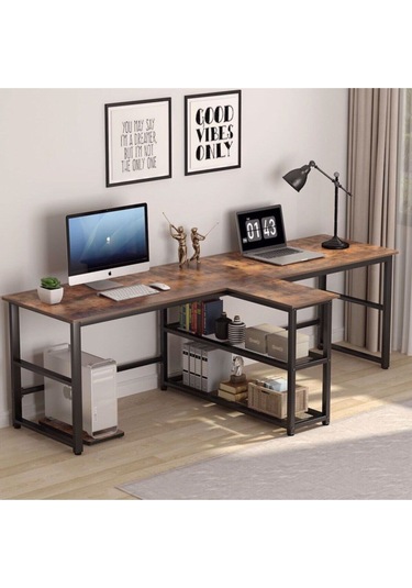 240 Cm Bilgisayar Masası, Ekstra Uzun İki Kişilik Bilgisayar Masa, Oyun Masa 500-c Ceviz