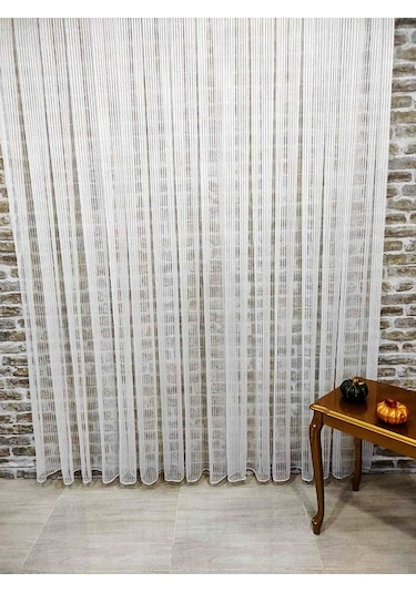 Evdepo Home Kalın Çizgili Tül Perde Ekru