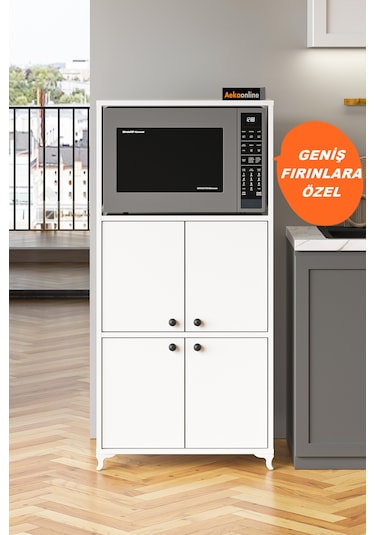 Ae-2065 Nergis Beyaz Çok Amaçlı Mutfak Dolabı&banyo Dolabı, 4 Kap