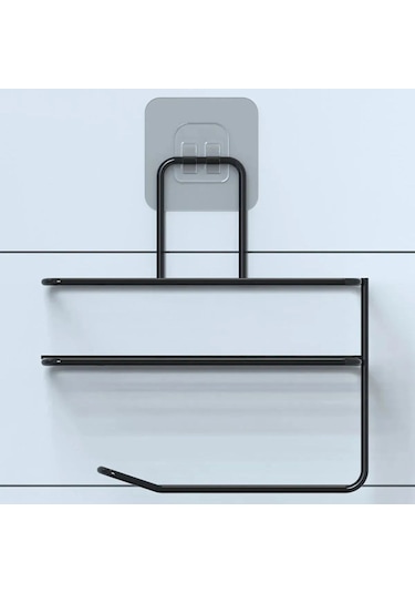 Buffer Kendiliğinden Yapışkanlı Tuvalet Kağıdı Tutacağı Ve Yedek Siyah