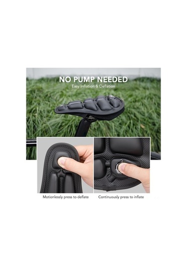 Novahub 3d Hava Bisiklet Koltuğu Yastığı Nefes Alabilir Şişirilebilir Bisiklet Yastık Kapağı Su Geçirmez Bisiklet Sele Kapağı Dar Koltuklar İçin Siyah, Küçük Koltuklar İçin Siyah