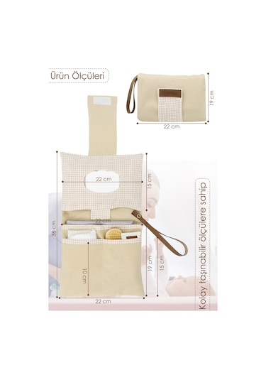 Bebek Alt Açma Bakım Çantası, Bebek Organizeri, Junior Seri, Bej
