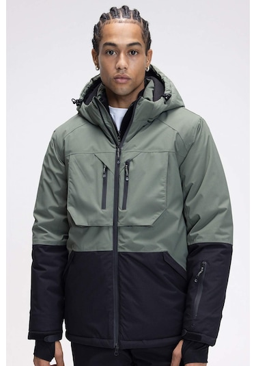 DeFactoFit Kayak Montu Su İtici Rüzgar Geçirmez Kapüşonlu Fermuarlı Eldiven Detaylı Ultra Korumalı A7114AX24WNKH109