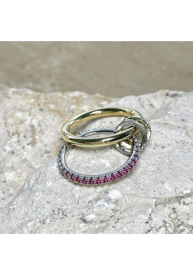 2'li Gold-pembe Yüzük Çok Renkli