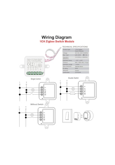 Zigbee 1ch Mini Röle Modülü Akıllı Ev Anahtarı Beyaz