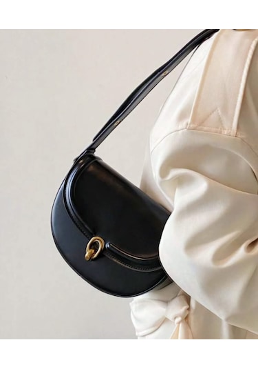 Acı Kahverengi Suni Deri Ayarlanabilir Askılı El ,kol Ve Omuz Çantası Sıyah - Sıyah