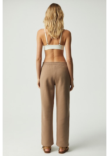 Sharıd Kadın Relaxed Biyeli Geniş Paça Vizon Eşofman Altı