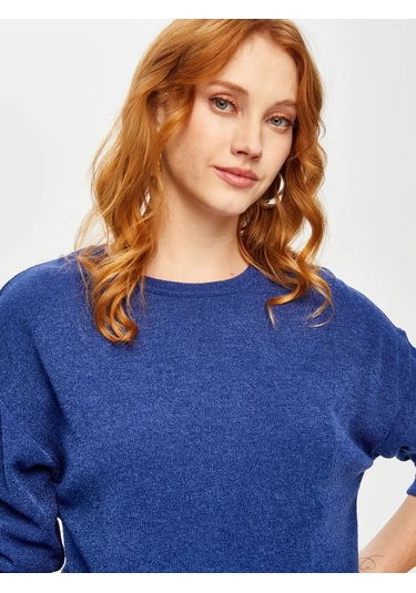 Faik Sönmez Triko Görünümlü Kadın Sweatshirt 69154 İndigo