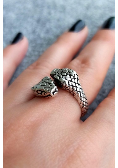 Antik Gümüş Kaplama 2 Taraflı Büyük Yılan Şekilli Ayarlanabilir Y - 512465357