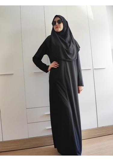 Tek Parça Namaz Elbisesi (Siyah) Siyah