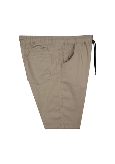 Erkek 118 -156 Kilo Arası İçin Uygun Lastikli Paça Bağcıklı Battal Boy Gabardin Pantolon Bej Bej
