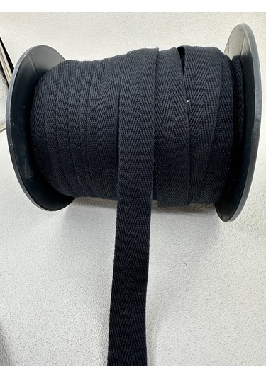 2 Cm Pamuk Balıksırtı Şerit-5 Metre-siyah/kalın