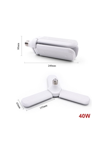 Yeni Nesil Pervane Led Ampul 3 Kol Katlanır 40W Led Pervane Ampul