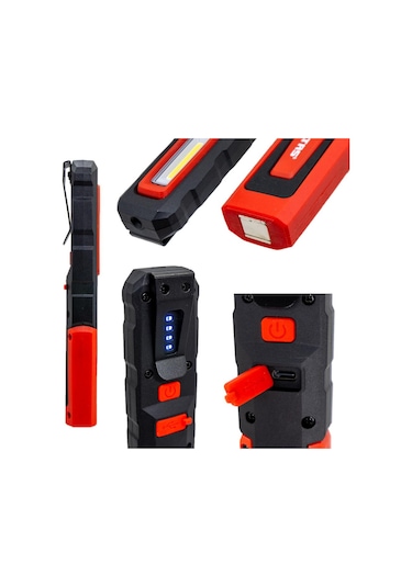 İzeltaş Cob Led Şarjlı Küçük Boy Çalışma Lambası 200 Lm Kırmızı - Siyah