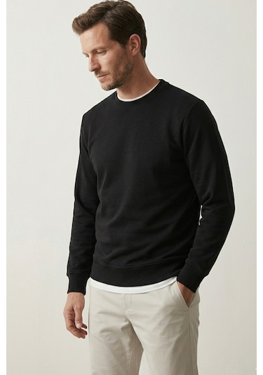 Elemge Pamuklu Erkek Sweatshirt Siyah Soft Touch Relax Fit Basic Bisiklet Yaka 3 Iplik Nefes Alan Elemge Pamuklu Erkek Sweatshirt Siyah Soft Touch Relax Fit Basic Bisiklet Yaka 3 Iplik Nefes Alan